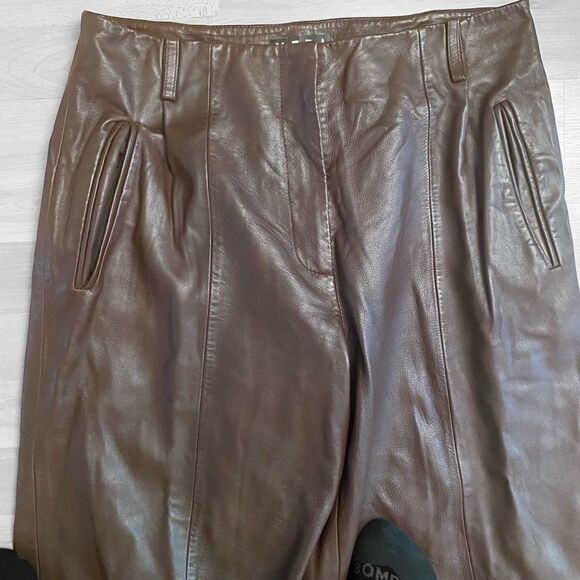 VEDA Leather Trousers Pants Size 10 - Picture 7 of 8